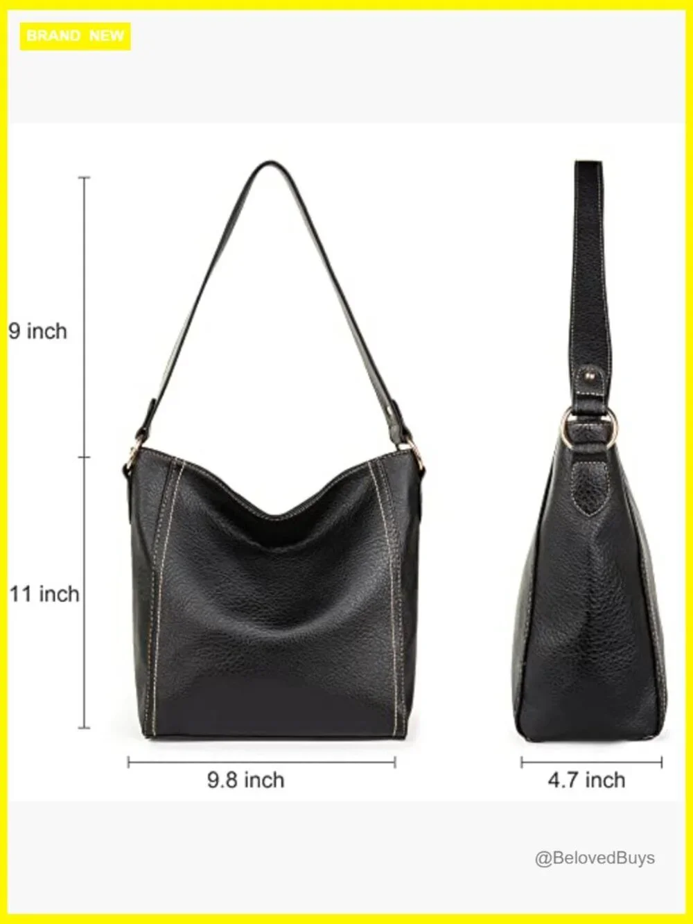 Vegan Leather Hobo Shoulder Bag Soft Medium Handbag